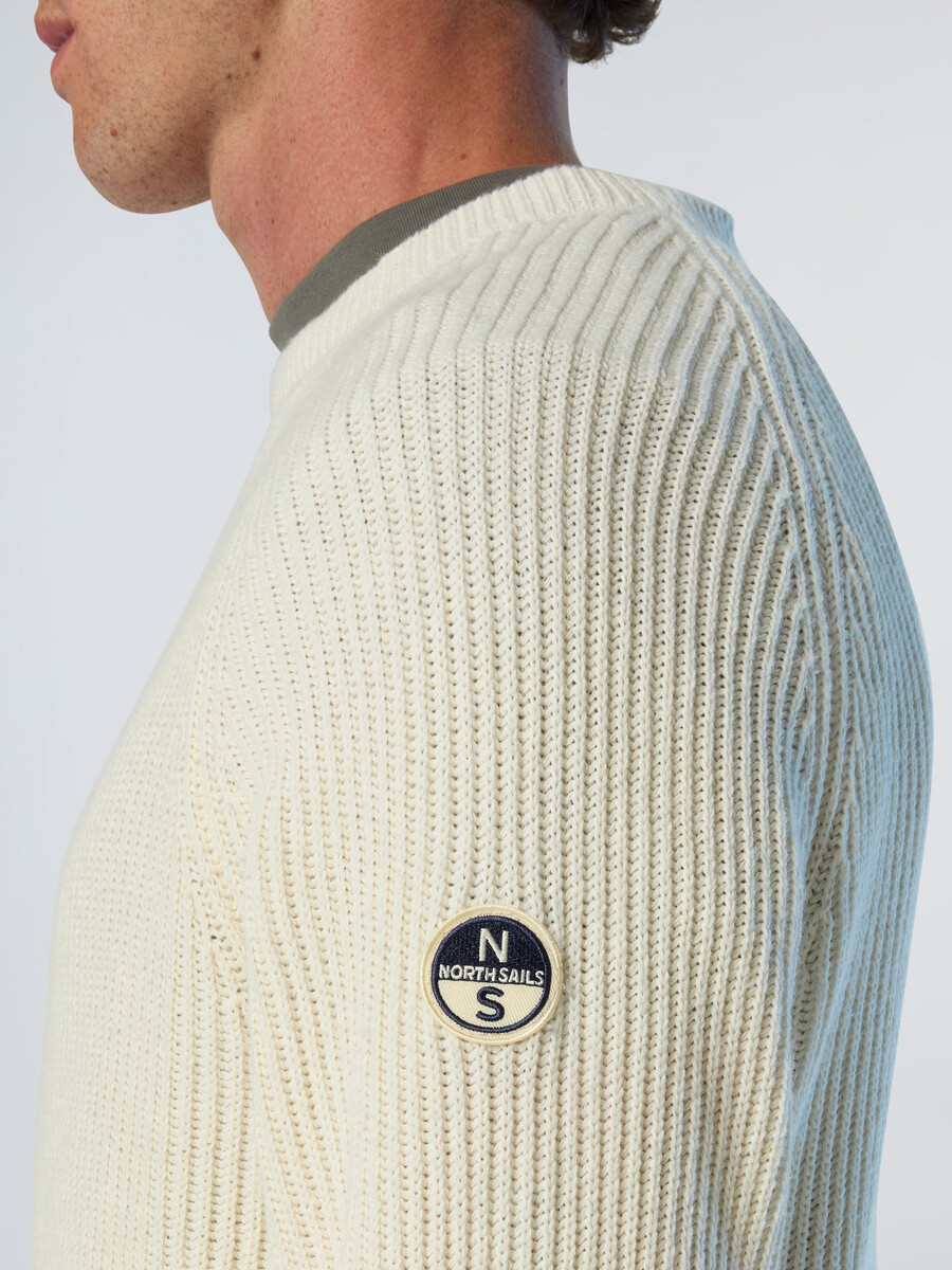 fishermans rib crew-neck sweater