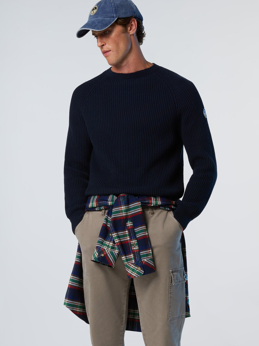 fishermans rib crew-neck sweater