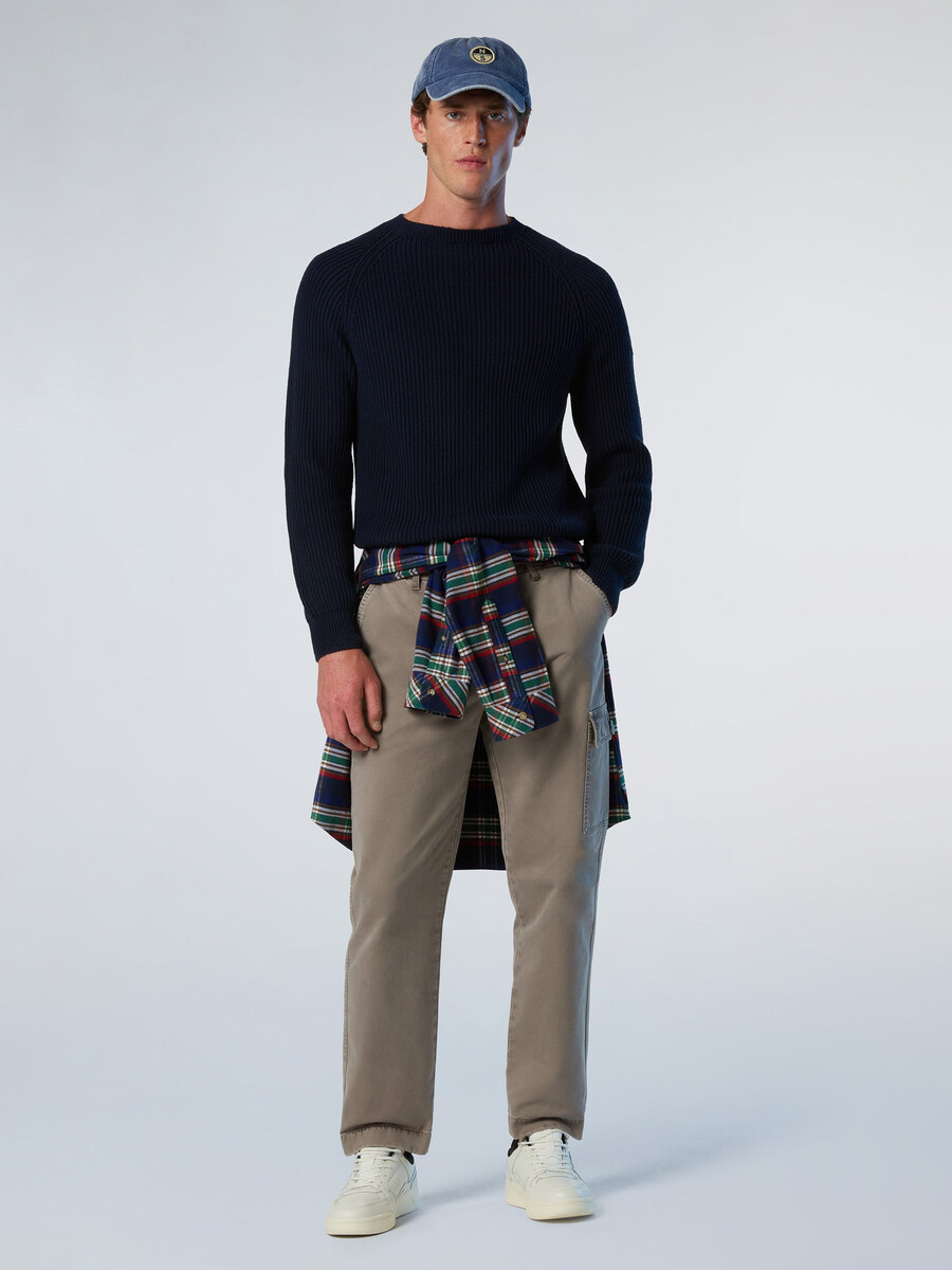 fishermans rib crew-neck sweater