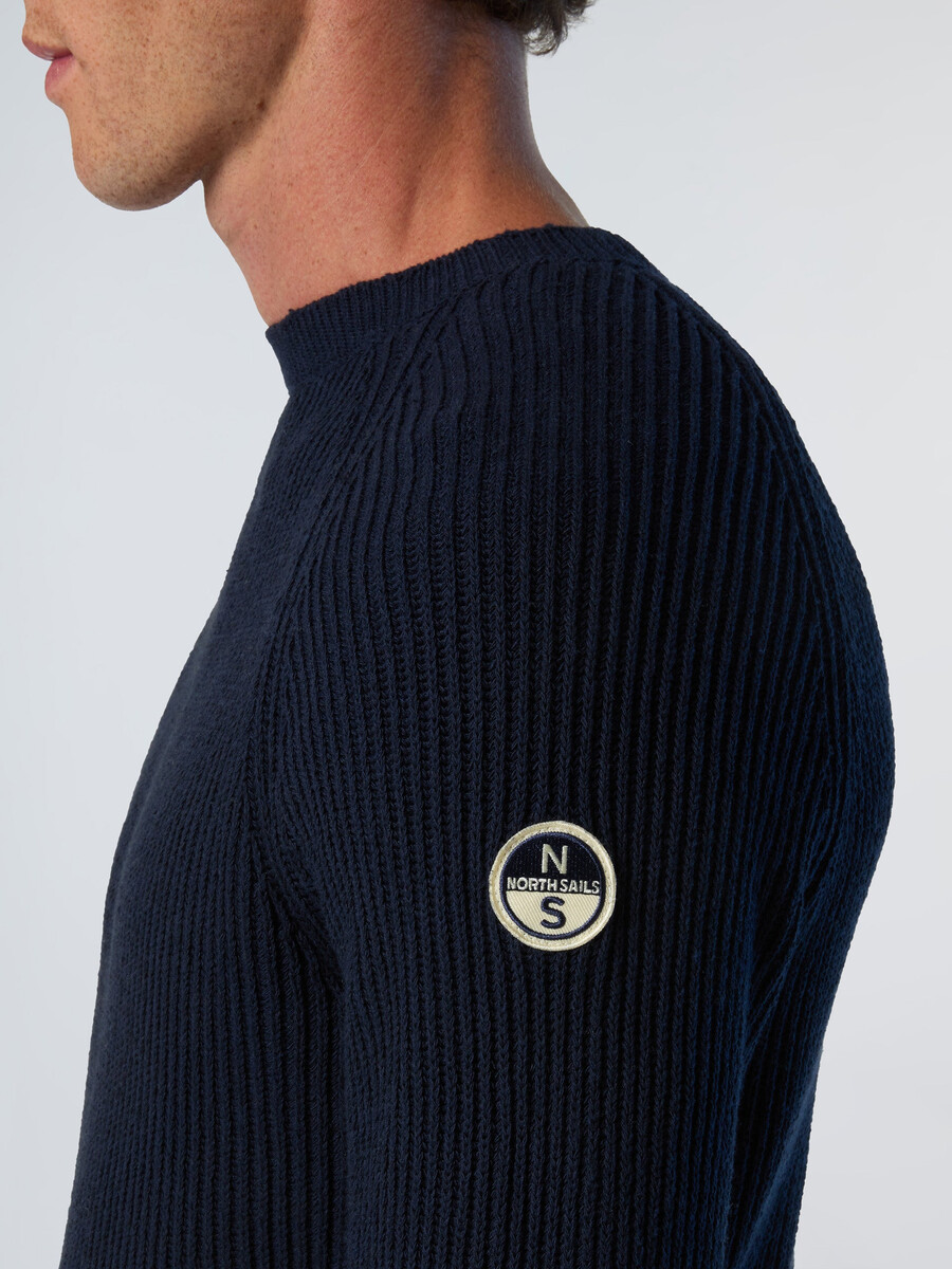 fishermans rib crew-neck sweater