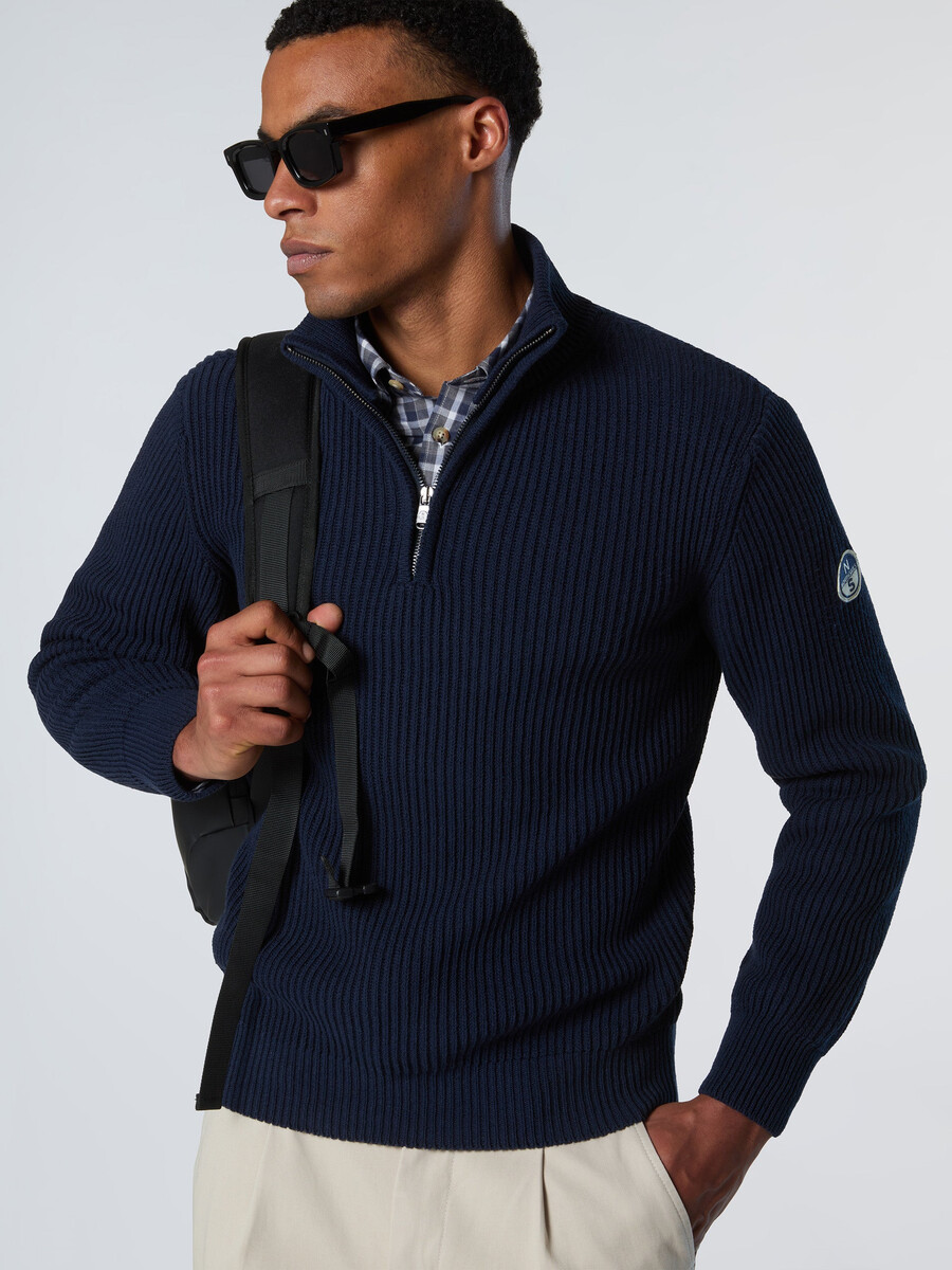 fishermans rib half-zip sweater