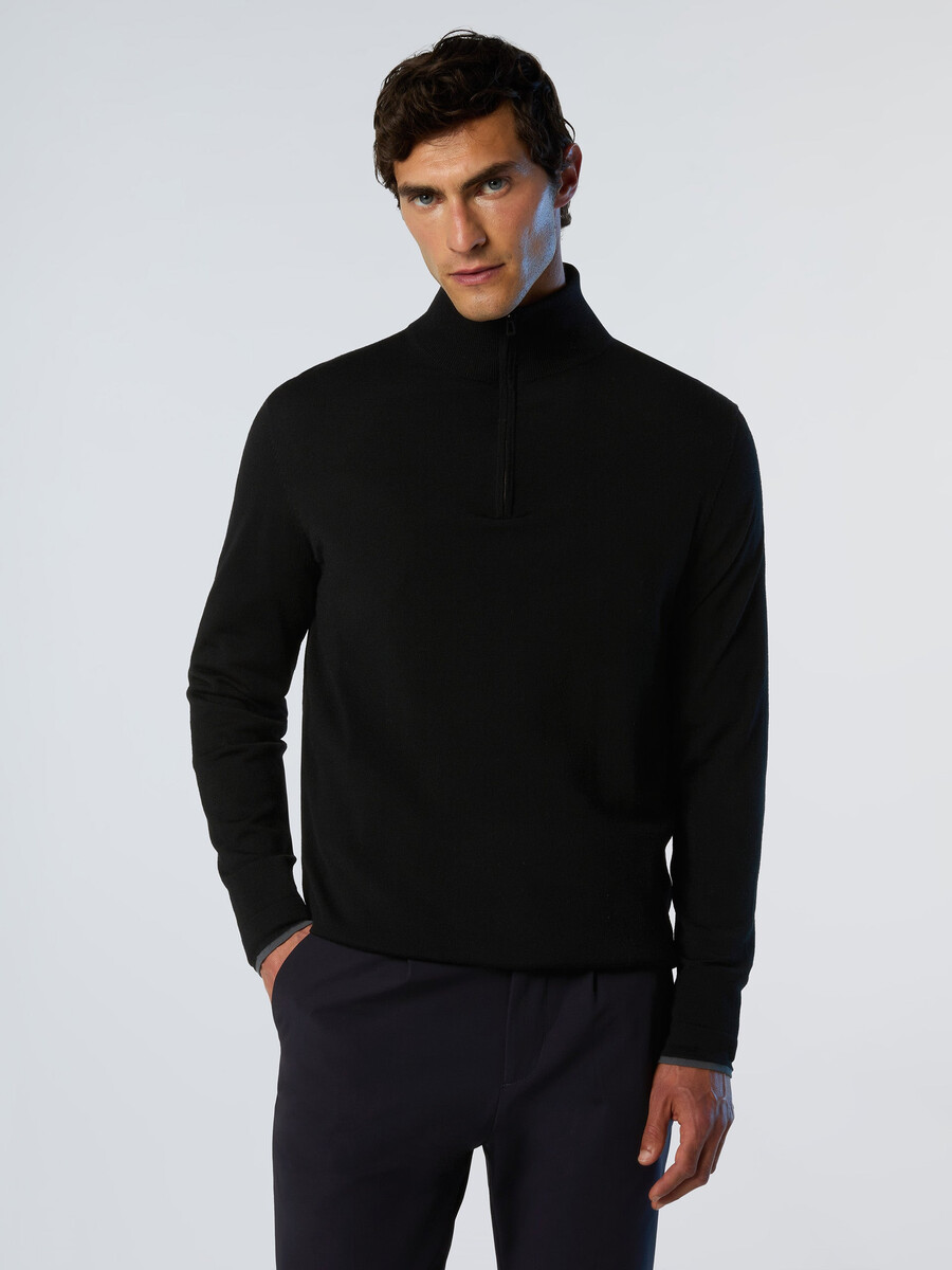 half-zip sweater with slits