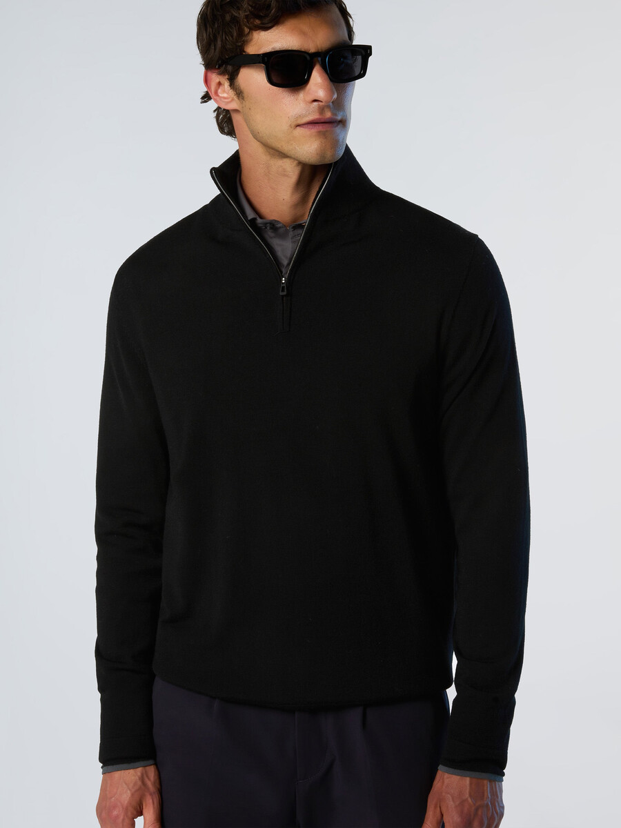 half-zip sweater with slits